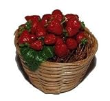 Korb mit Erdbeeren Früchte Küche Miniatur für Puppenstube Puppenhaus Maßstab 1:12