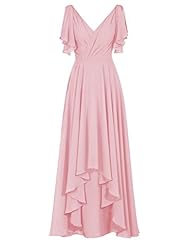 V-neck Pleated Backless Lace Bridesmaid Dress 