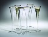 Set of Six Gold Rim Champagne Flutes
