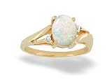 14K Yellow Gold Genuine Oval Opal Ring