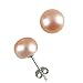 Peach Pink 7.5-8mm AAAA Cultured Pearl CAREFREE Sterling Silver Stud Earrings (LS1B)