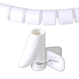 1.5 M 柔軟 スパイラル ケーブルコード バンド ワイヤーラップ オーガナイザークリップ付き ホワイト