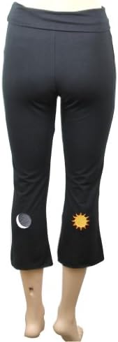 Embroidered Hatha Sun & Moon Capri Pants - Black, Medium