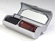 Compact Lighted Plastic Lipstick Holder with Mirror in Gray