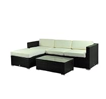 Big Sale Outsunny Deluxe Outdoor Patio PE Rattan Wicker 5 pc Sofa Chaise Lounge Furniture Set