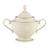 Lenox Linen Rose Bone China Platinum Banded Sugar Bowl