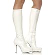 4 Inch High Heel Knee Boot Mini Platform Sexy Costume FootwearWhite