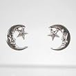 Small Moon and Star Stud Earrings in Sterling Silver, #9508