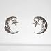 Small Moon and Star Stud Earrings in Sterling Silver, #9508