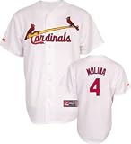 MLB Yadier Molina St.Louis Cardinals Youth Short Sleeve 6 Button Synthetic Replica Jersey (White, Large)