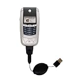 Retractable USB Cable for the Motorola A780 with Power Hot Sync and Charge capabilities - Gomadic Brand w/ TipExchange Technology