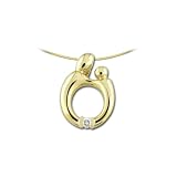 14k Yellow Gold Diamond Mother and Child Pendant (.07 ct, H-I Color, SI2-I1 Clarity), 18