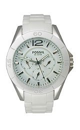 Fossil Women's CE1002 White Ceramic Bracelet White Analog Dial Multifunction Watch