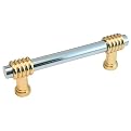3.50" Polished Chrome Drawer Pull with Brass Legs - Set of 5