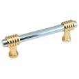 3.50" Polished Chrome Drawer Pull with Brass Legs - Set of 5