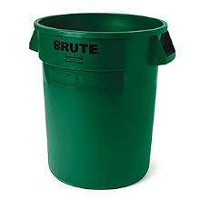 Rubbermaid Commercial Brute LLDPE 55-Gallon Trash Can without Lid, Legend "Brute", Round, 33" Height, Dark Green