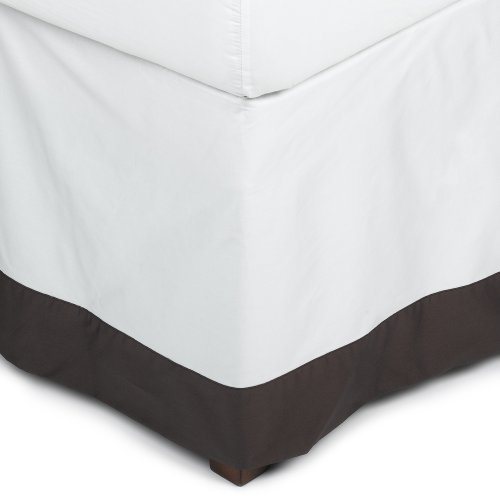 Pinzon Hotel Banded 100-Percent Egyptian Cotton Sateen Queen Bed Skirt, Espresso