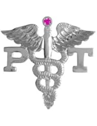 NursingPin - Physical Therapist PT Lapel Pin with Ruby in Sterling Silver