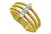 18K Yellow Gold Matte-Finish Triple-Strand Hand-Woven Mesh Ring, Enhanced with Bezel-Set Diamonds.