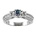 Jewelry : 0.50ct.tw round cut Irradiated Blue Diamond & 0.50ct.tw diamond in 18k white gold ring