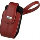 Blackberry Apple Red Matte Leather Vertical Tote With Wrist Strap for 8300 8310 8320 8330