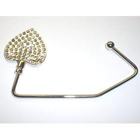 5 New Crystal Heart Purse Hook Hangers W/carrying Pouches