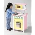 Pastel colors, kitchenette center with 5 major kitchen appliances