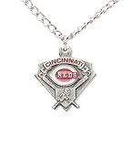 Cincinnati Reds Chain Necklace & Enameled Pewter Pendant - MLB Baseball Fan Shop Sports Team Merchandise