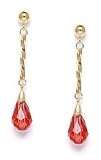 14k 9x6 mm Briolette Padparadscha-Sapphire Crystal Earrings
