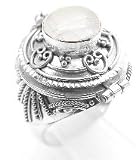 Sterling Silver Moonstone Poison Locket Ring Size 8(Size 4)