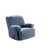 Sure Fit Stretch Stripe Recliner Slipcover, Blue