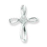 14k White Gold Diamond Cross Pendant