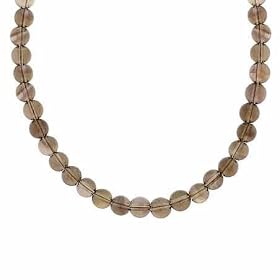 Sterling Silver 6mm Genuine Smokey Quartz Stone Bead Beaded Chain 15-19... by SilverSpeck.com