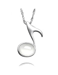 Honeystore Girls Moonstone 925 Sterling Silver Note Necklace Color White