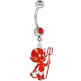 Ruby Red Gem ORANGE BABY DEVIL Dangle Belly Ring