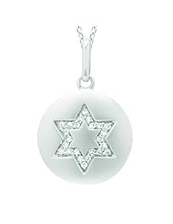 Sterling silver 0.11ct TDW Diamond Round Star of David Disc Pendant (H-I, I2-I3)