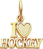 14K Gold I Love Hockey Charm