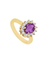 Amethyst and Diamond Ring 14K Yellow Gold - 1.50 CT TGW