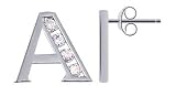 Clear CZ A Initial Post Back Sterling Silver 0.5