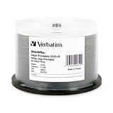 Verbatim DVD+R 4.7GB 8X DataLifePlus White Inkjet Printable, Hub Printable 50pk Spindle