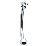 Stainless Steel Clear Gem Star Eyebrow Ring