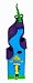 Birdhouse - Funky Flourish Turquoise Purple Green with Yellow Hose Bib 23" Tall R-134