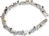 Link Bracelet Sterling Silver and Amethyst Citrin Garnet Crystal Gemstones(brclt130)
