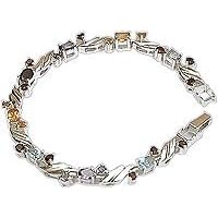 Link Bracelet Sterling Silver and Amethyst Citrin Garnet Crystal Gemstones by ShalinCraft