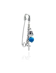 Sterling Silver Pin Cross And Heart Charm Pin