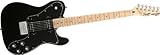 Squier by Fender Tele Custom II Electric Guitar with P-90 Pickups, Black Maple Neck