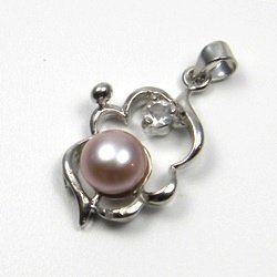 Anhänger Perle Zuchtperle Lavendel 8mm Strass klar