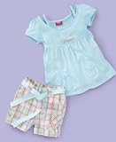 Disney Princess Little Girl Babydoll Tee & Madras Shorts