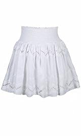 Mario Smocked Waist Mini White Skirt