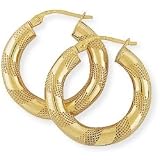 Image of 9ct Hoop Earrings with a Mesh Motif. Beautiful presentation gift box and anonymous outer packaging. Money back if not 100% delighted